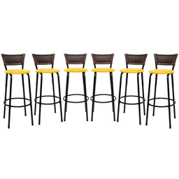 Kit 6 Banquetas para Cozinha Banco Alto Junco Argila Balcão Ilha Bancada Bares Piscina Área Gourmet - 1
