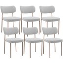 Ver imagem 1 de Kit 06 Cadeiras Estofadas para Sala de Jantar Melina Base Arena L02 Bouclê Cinza - Lyam Decor