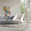 Ver imagem 3 de Kit 2 Poltronas Luxo Alana Bouclê Bege Base Luxo Dourado - Pallazio