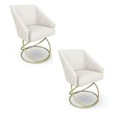 Ver imagem 1 de Kit 2 Poltronas Luxo Alana Bouclê Bege Base Luxo Dourado - Pallazio