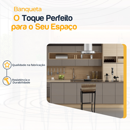 Banqueta Quadrada Junco Cappuccino para Balcão Ilha Cozinha Área Gourmet Bancada Piscina Bar - 3