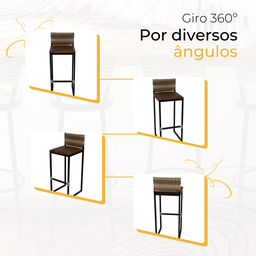 Banqueta Quadrada Junco Cappuccino para Balcão Ilha Cozinha Área Gourmet Bancada Piscina Bar - 5