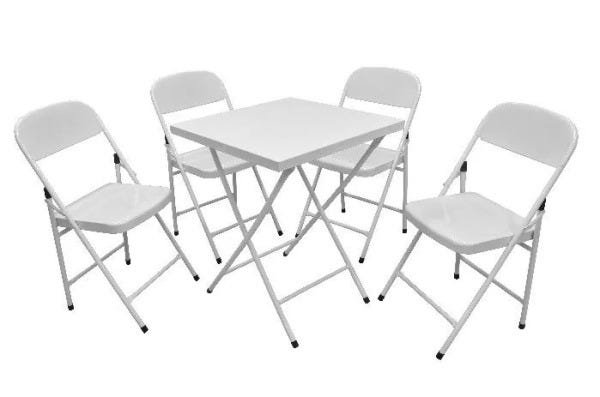 Conjunto Açomix Mesa Com4 Cadeiras Branco - 1