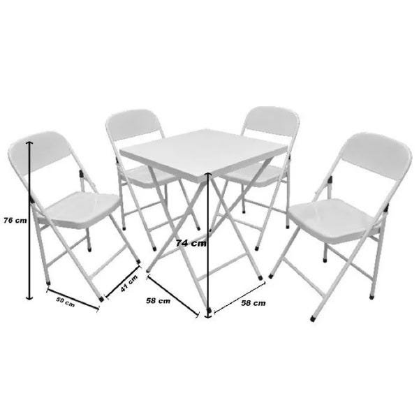 Conjunto Açomix Mesa Com4 Cadeiras Branco - 2