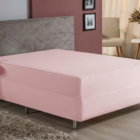 Lençol com Elástico Solteiro Nobre 1 Peça Luva de Box 55cm de Altura Malha 100% Algodão - Rosa