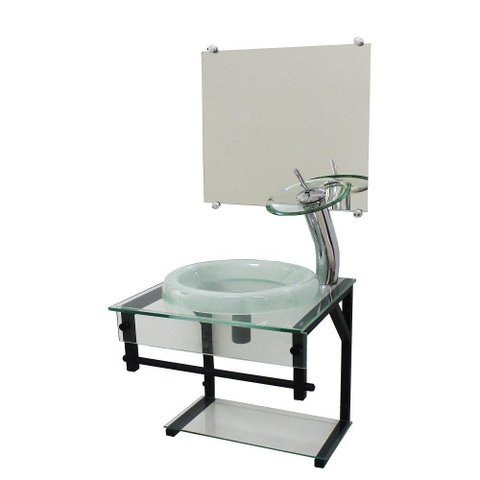 Gabinete De Vidro 40cm Apx Com Cuba Chapeu Incolor