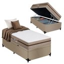 Ver imagem 1 de Cama Box com Baú Solteiro Bioclassic Molas Ensacadas Suede Bege Royal Sleep 88cm