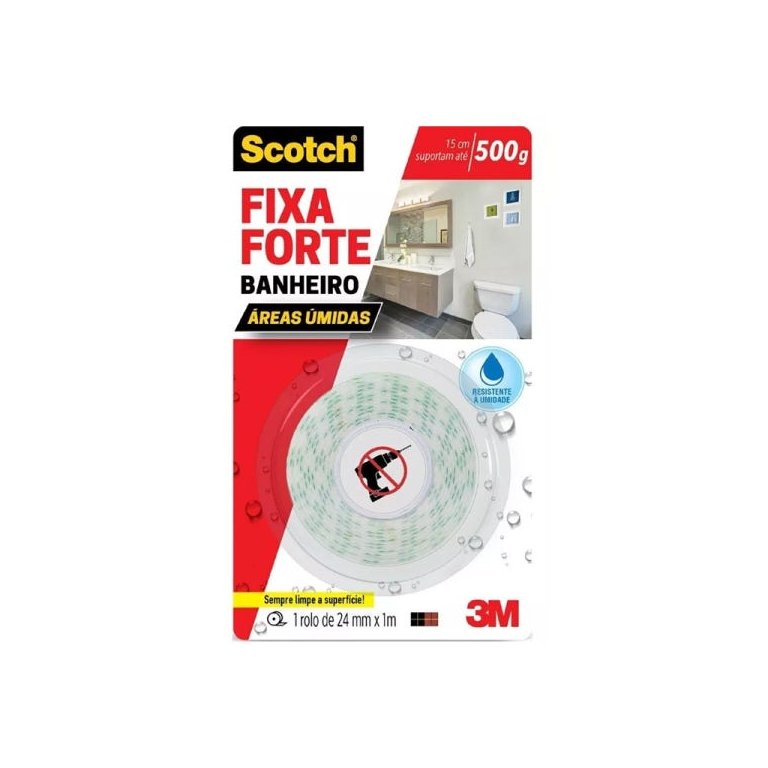 FITA FIXA FORTE USO BANHEIRO 24MM X 1M