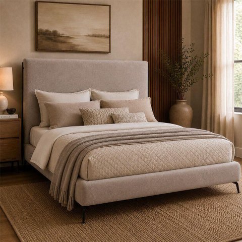 Cama Japonesa Queen Almeriaharu com Cabeceira Veludo Avelã Sallar Home