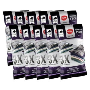 KIT 10 ORGANIZADOR A VACUO PARA VIAGEM PLASTICO 50X60CM - CLINK
