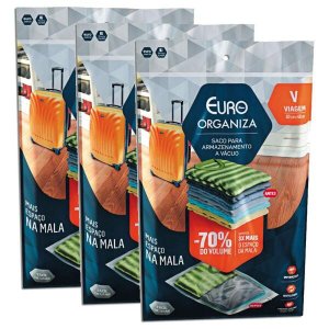 3 Saco a Vácuo Protetor Roupa Mala Armário Guarda-Roupa Toalha Lençol Antimofo Odor Reduz 3x