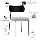 Ver imagem 4 de Kit 02 Cadeiras Estofadas para Sala de Jantar Melina L02 Couríssimo Preto Bouclê Cinza - Lyam