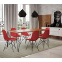Ver imagem 1 de Conjunto De Mesa Clips De Ferro Preto Tampo Amêndoa 135X75 6 Cadeiras Preta Assento Vermelho