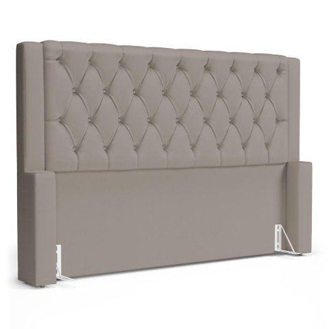 Cabeceira Atena para Cama Box Queen Size 160cm Capitonê com Frame Suede Bege - Desk Design
