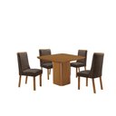 Ver imagem 1 de Mesa de Jantar Eloise 90cm Tampo MDF Laminado Canto Copo com 4 Cadeiras Carolina