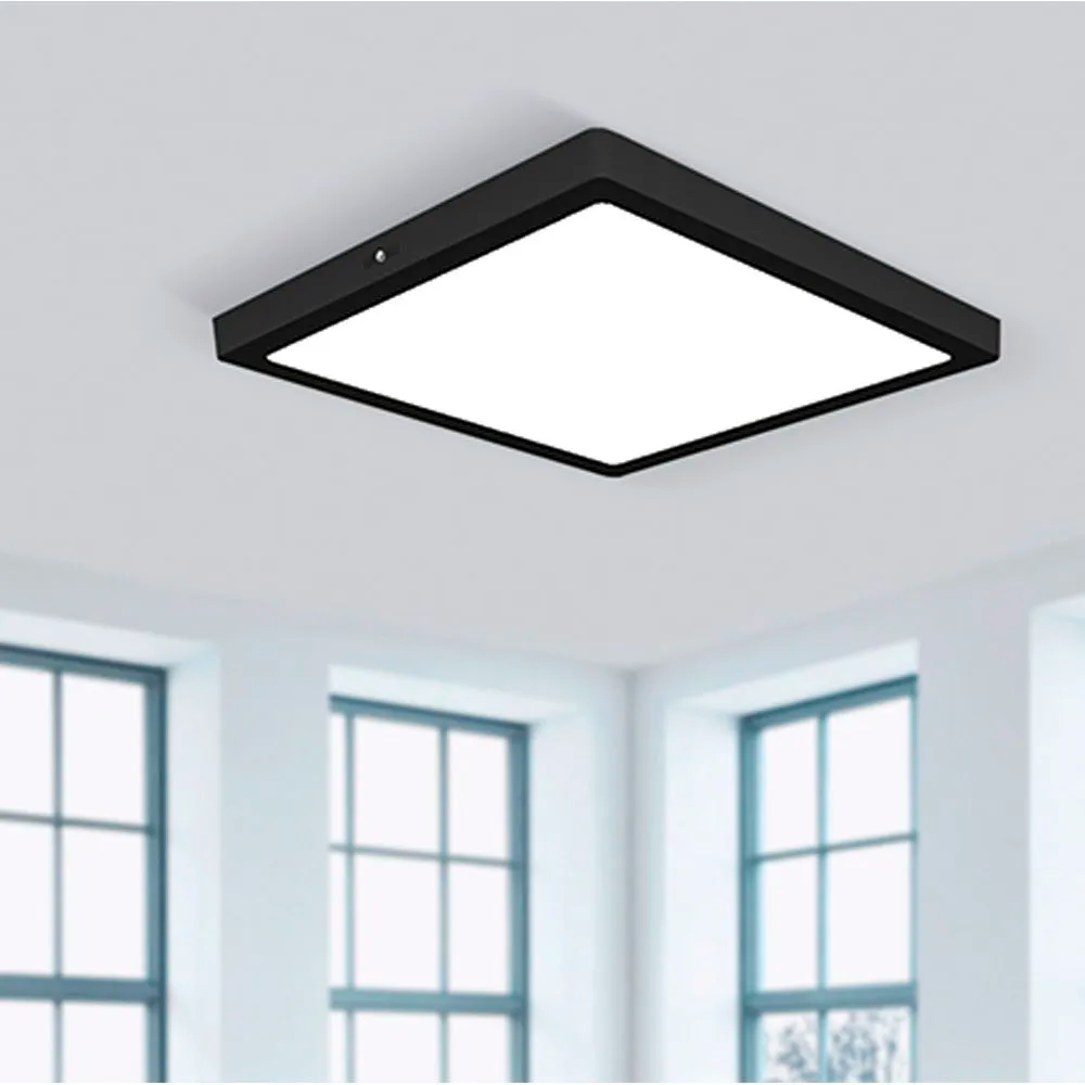 Plafon Led Sobrepor em Alumínio Preto 24w Quadrado 4.000k - 6