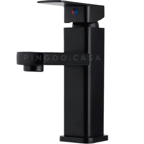 Torneira para banheiro Monocomando Misturador Baixa Preta Madeira Pingoo.casa