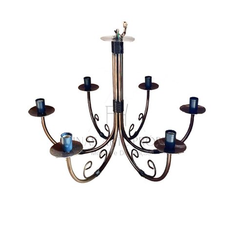 Lustre Luminária Ferro Teto Rústica 6 Bocais Pé Direito MINAS ARTE PRÓPRIA lustre 6 bocais