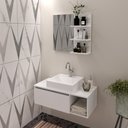 Ver imagem 1 de Kit Balcão Branco e Espelheira Mármore Branco - Tecno