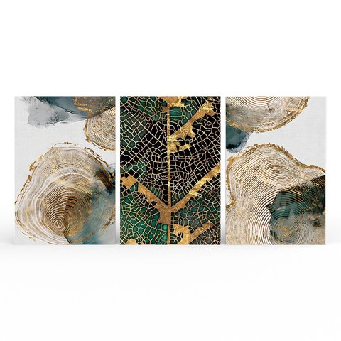 Kit 3 Quadros Retangulares - Metallic Tree Prints