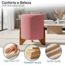 Ver imagem 2 de Puff Decorativo Eloah Redondo Assento Extra para Sala Quarto Suede Pufe com Pés de Madeira
