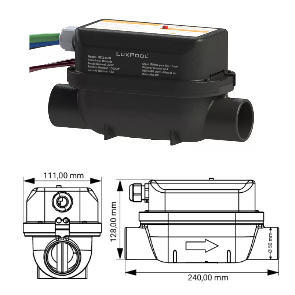 Aquecedor Elétrico de Passagem 10kw para Piscinas até 20 Mil Litros - Luxpool - 3