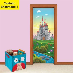 Adesivo de Porta Castelo Encantado 1 Arte Destaque M - 0,83 X 2,13 Metros