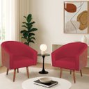 Ver imagem 1 de Kit 2 Poltronas Jade Decorativa Moderna Sala de Estar Quarto Escritório Conforto Pés Palito Corano N