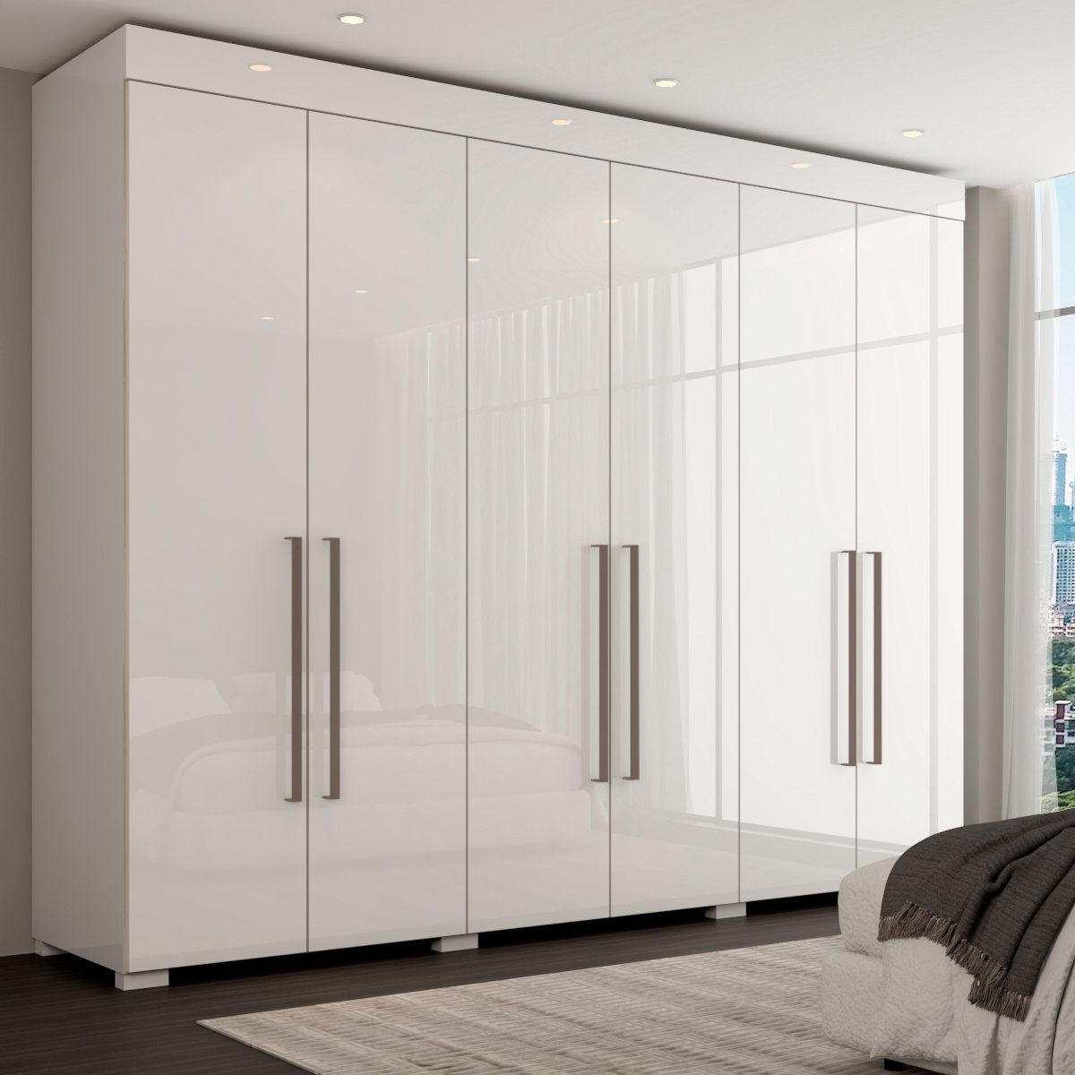 Guarda-roupa Casal Hollywood 6 Portas 2 Gavetas Branco - Panorama