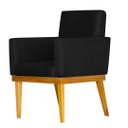 Ver imagem 2 de Kit 2 Poltronasbella Luxo Base de Madeira Maciça Recepção - Suede Preto
