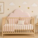 Ver imagem 3 de Cabeceira Modulada Nuvem Estofada Painel Infantil para Berço Rosa