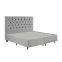 Ver imagem 3 de Kit Cama Box King e Cabeceira em Madeira Maciça Estofada Espresso Móveis Cinza/Linho