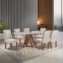 Ver imagem 1 de Mesa Kyra 170CMX90CM 6 Cadeiras Arthus Tampo Smart Plus Vidro Off White