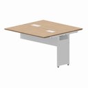 Ver imagem 2 de Mesa Auxiliar Dupla de Plataforma de Acoplar para Escritório com Estrutura Metálica 120cm Corporate Macadâmia Com Branco