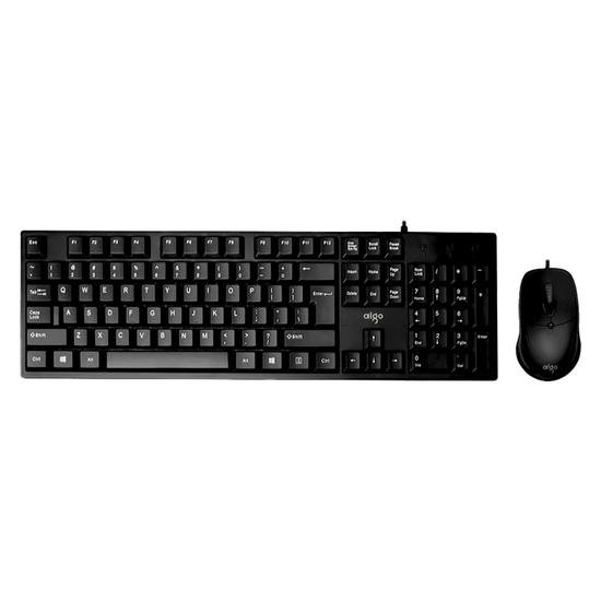 Kit Mouse e Teclado Aigo WQ1808 / com Fio - Preto - 1