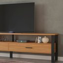 Ver imagem 3 de Rack Para TV Até 65 Pol. Estilo Industrial 2 Gavetas F43 Freijó/Preto Fosco - Pradel