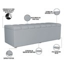 Ver imagem 6 de Kit Cabeceira Cama Box Casal King 195cm com Calçadeira Baú Dália W01 Suede Cinza - Lyam Lyam Decor