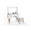 Ver imagem 2 de Penteadeira Camarim St com Luzes e Banqueta Estilo Retrô Cor Branco