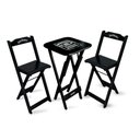 Ver imagem 1 de Mesa Bistrô Dobrável Jack Daniel's com 2 Banquetas de Madeira para Bares e Restaurantes Preta