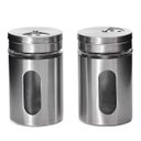 Ver imagem 1 de Kit 2 Porta Temperos Condimentos Aço Inox com Visor De Vidro