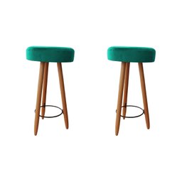 Kit Duas Banqueta Alta para Área Gourmet Balcão Pés Palito Verde Aguá Dimazza Móveis - Água - 1