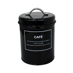 Pote para Café em Metal Preto Redondo 1,65L - Casambiente - 1