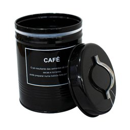 Pote para Café em Metal Preto Redondo 1,65L - Casambiente - 2