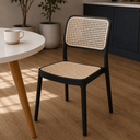 Ver imagem 4 de Conjunto Mesa de Jantar Redonda 70cm com 3 Cadeiras Mônaco Rattan - Preto e Nude