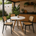 Ver imagem 1 de Conjunto Mesa de Jantar Redonda 70cm com 3 Cadeiras Mônaco Rattan - Preto e Nude