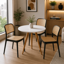 Ver imagem 3 de Conjunto Mesa de Jantar Redonda 70cm com 3 Cadeiras Mônaco Rattan - Preto e Nude