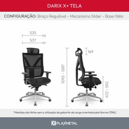 Cadeira Darix X+ Slider Braços 3d Pu Plaxmetal Nacional Nr-17 - 5