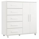 Ver imagem 4 de Guarda Roupa Solteiro com Cômoda Toronto 4 Portas de Bater 4 Gavetas MDP Fosco Branco Albatroz