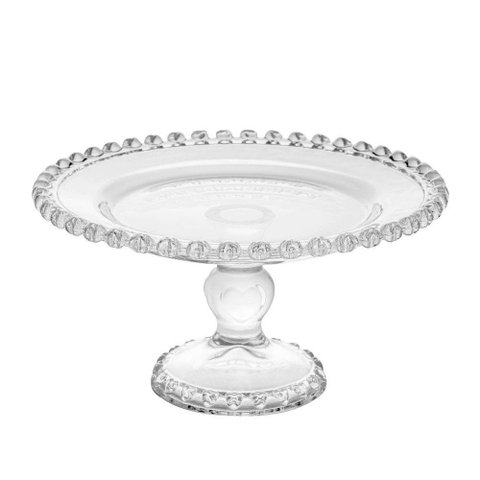 Prato para Bolo de Cristal 19,5 Cm Coração Lyor