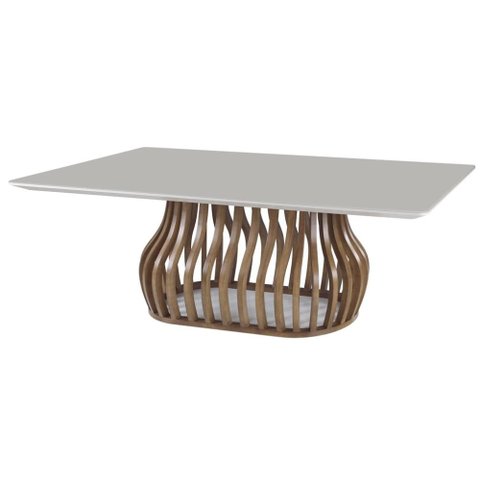Mesa Jantar Heos Vidro Off White Base Imbuia 250cm - 70985